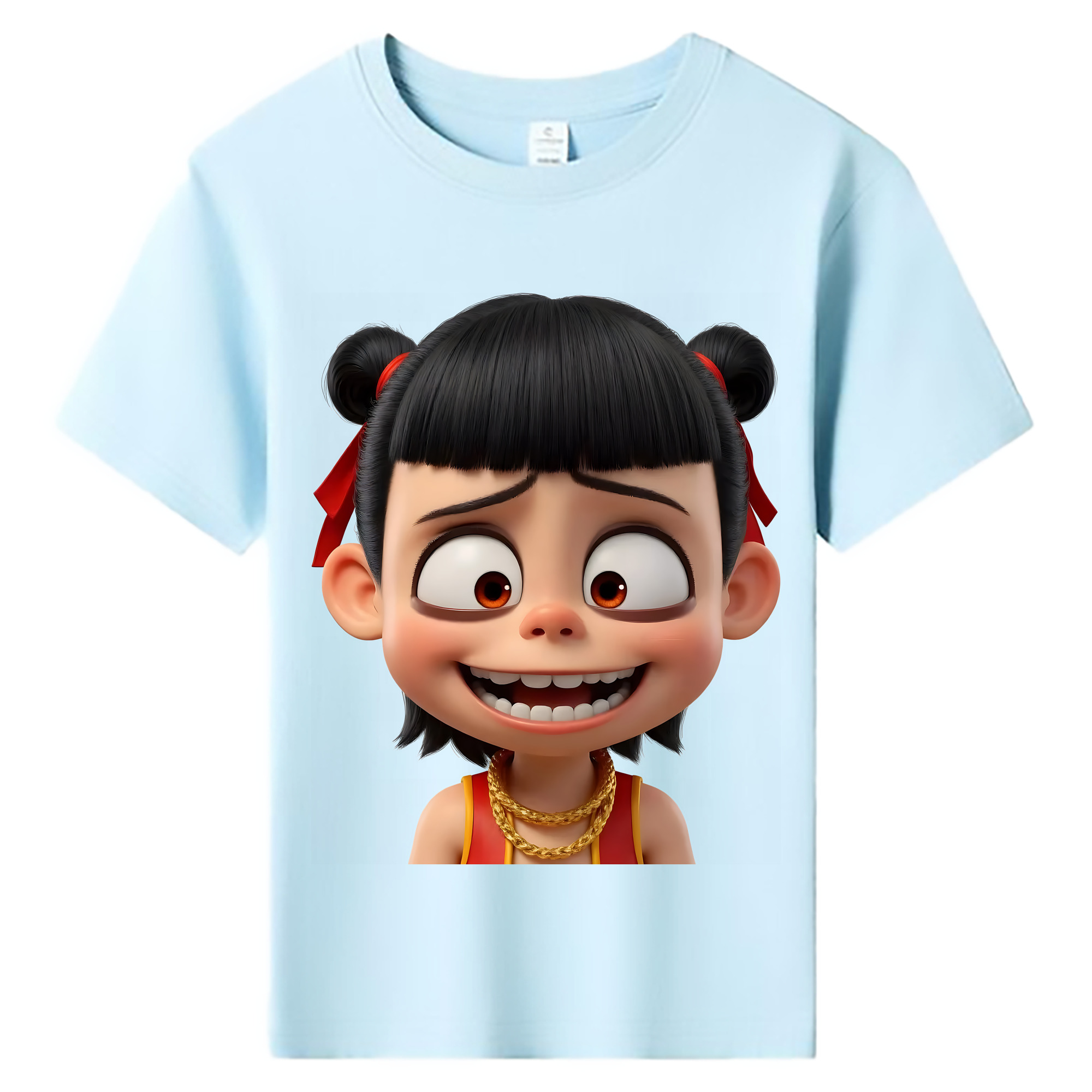 （画像用） Ne Zha 2 ナタ 魔童の大暴れ 綿100％キッズTシャツ（フロントプリント）